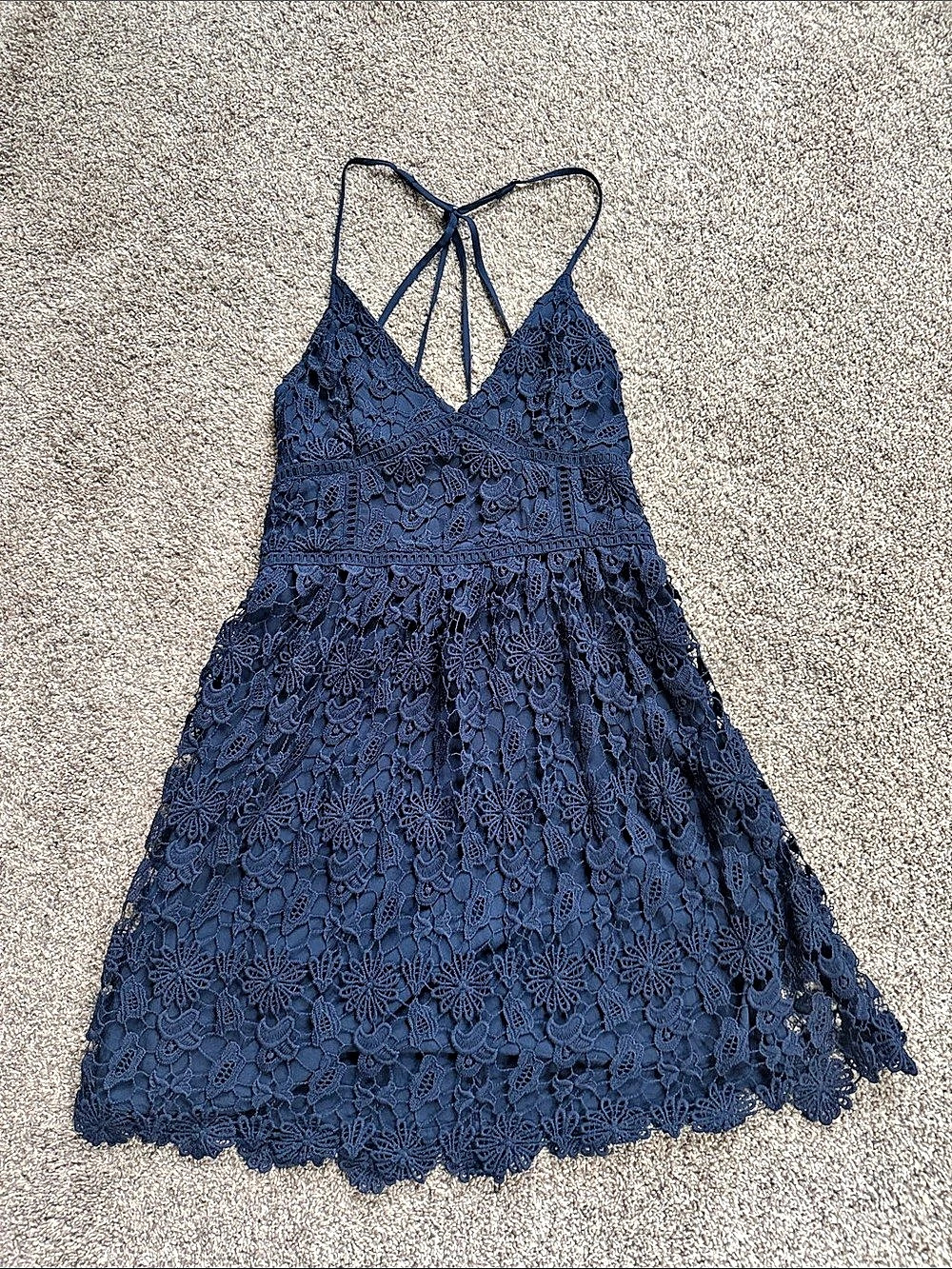 Hollister Floral Lace Mini Dress Blue Womens Size Small EUC